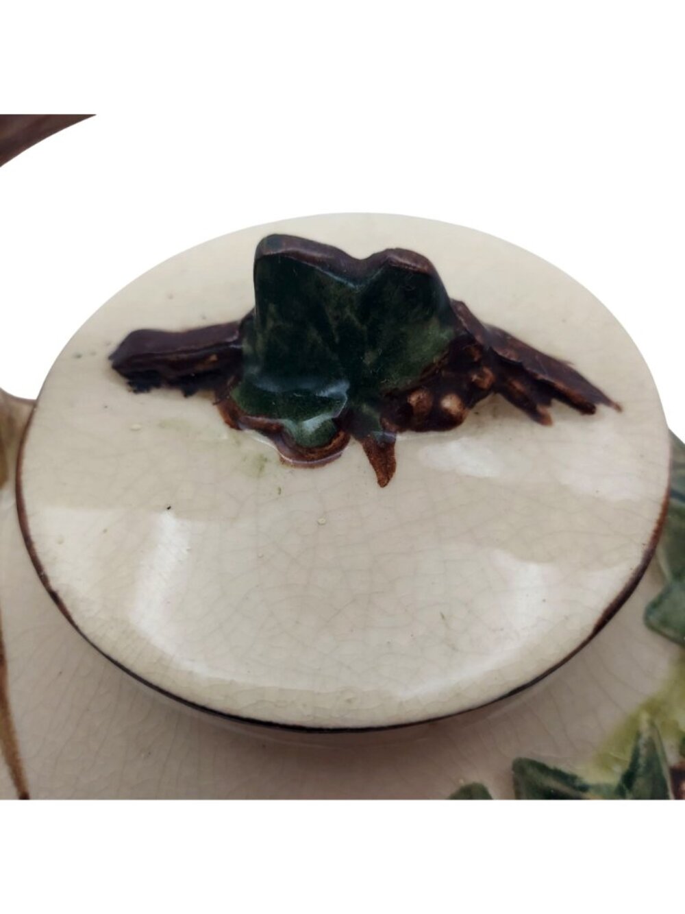 McCoy Pottery Ivy Teapot Tree Branch Handle Matching Lid Ceramic MCM Vtg 1940s - Picture 5 of 12